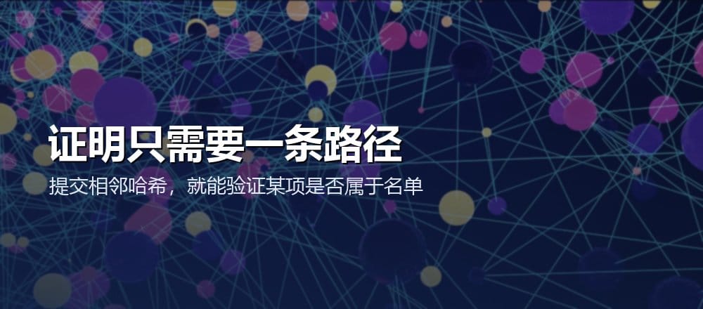 Merkle Proof 只提交目标叶子到根路径上的相邻哈希即可完成成员验证