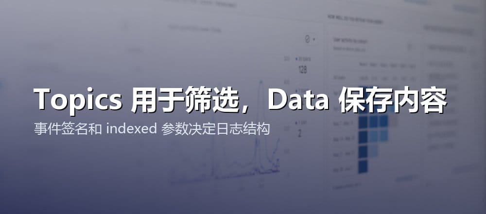 Event 日志由合约地址、用于筛选的 Topics 和保存非索引参数的 Data 组成